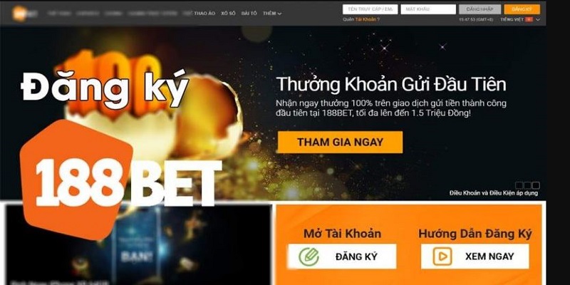 Đăng ký tài khoản 188Bet vô cùng đơn giản