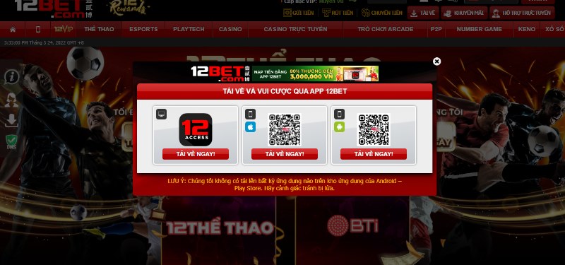 Hướng dẫn tải 12bet về thiết bị di động