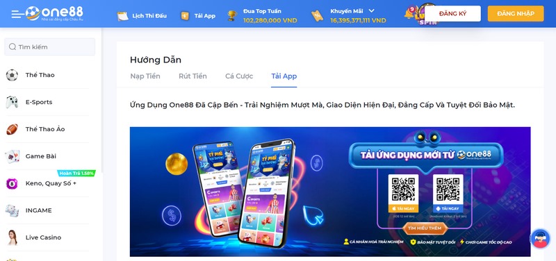 68gamebai company Nhà cái ONE88 cho phép người chơi tải về điện thoại